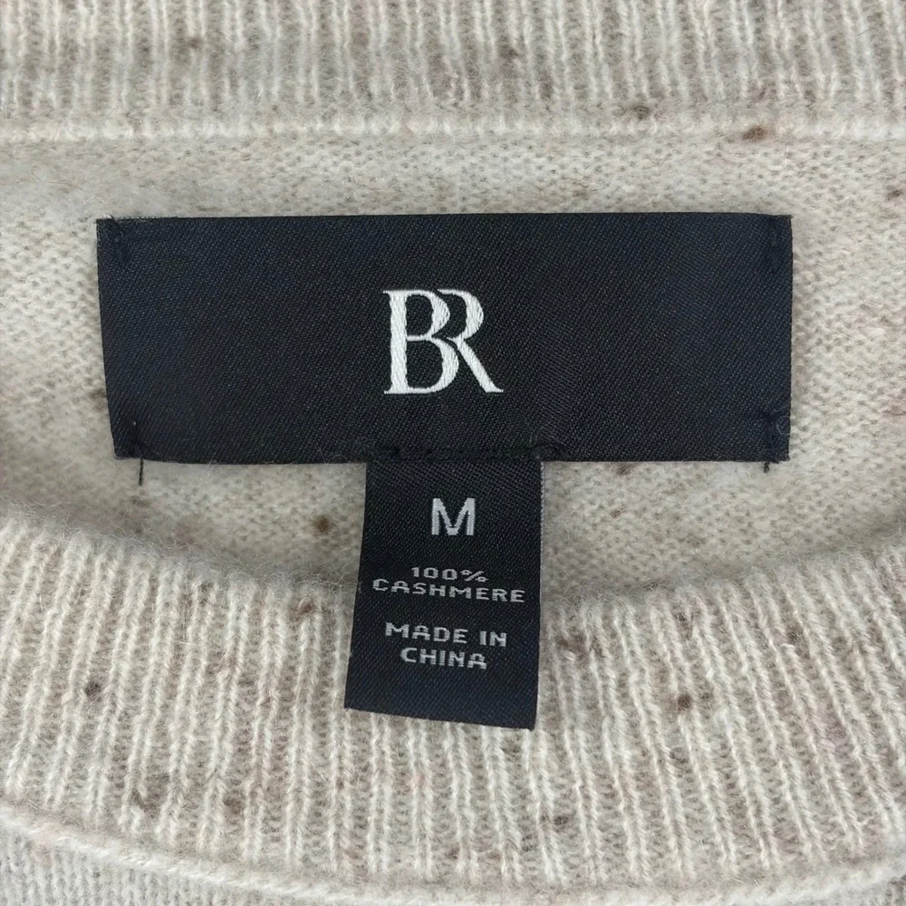Banana Republic Mens 100% Cashmere Crewneck Sweater Oatmeal Fleck Size Medium